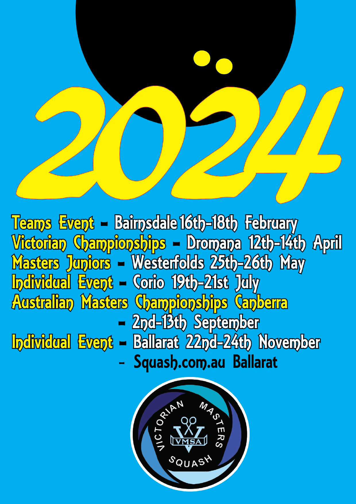 Victorian Masters Squash Association Tournament Calendar